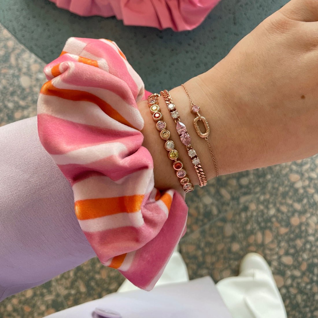 Dotty Tennis Bracelet Sunset CZ and Rose Gold - Samuel Perry