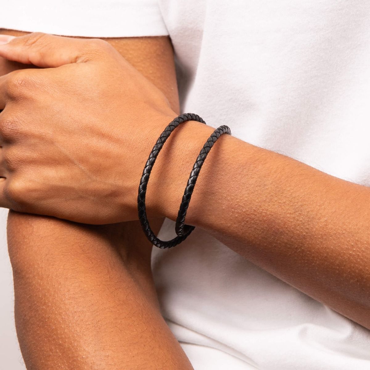 Double Row Wrap - around Leather Bracelet - Samuel Perry