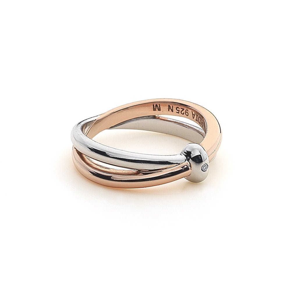 Eternity Silver & 18ct Rose Gold Vermeil Interlocking Ring - Samuel Perry