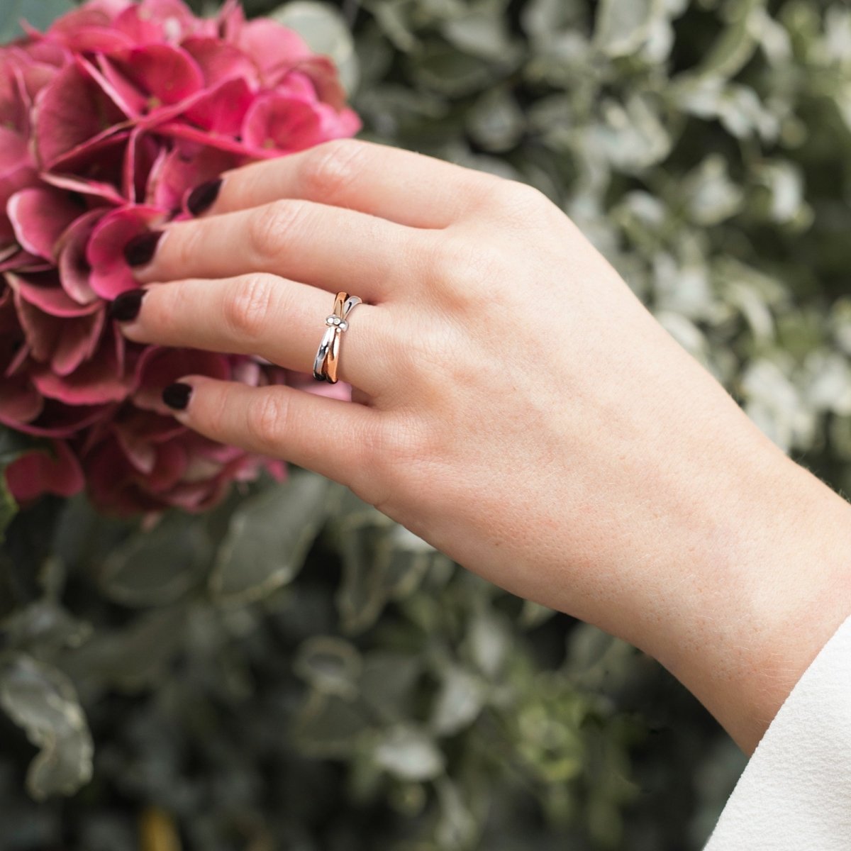 Eternity Silver & 18ct Rose Gold Vermeil Interlocking Ring - Samuel Perry