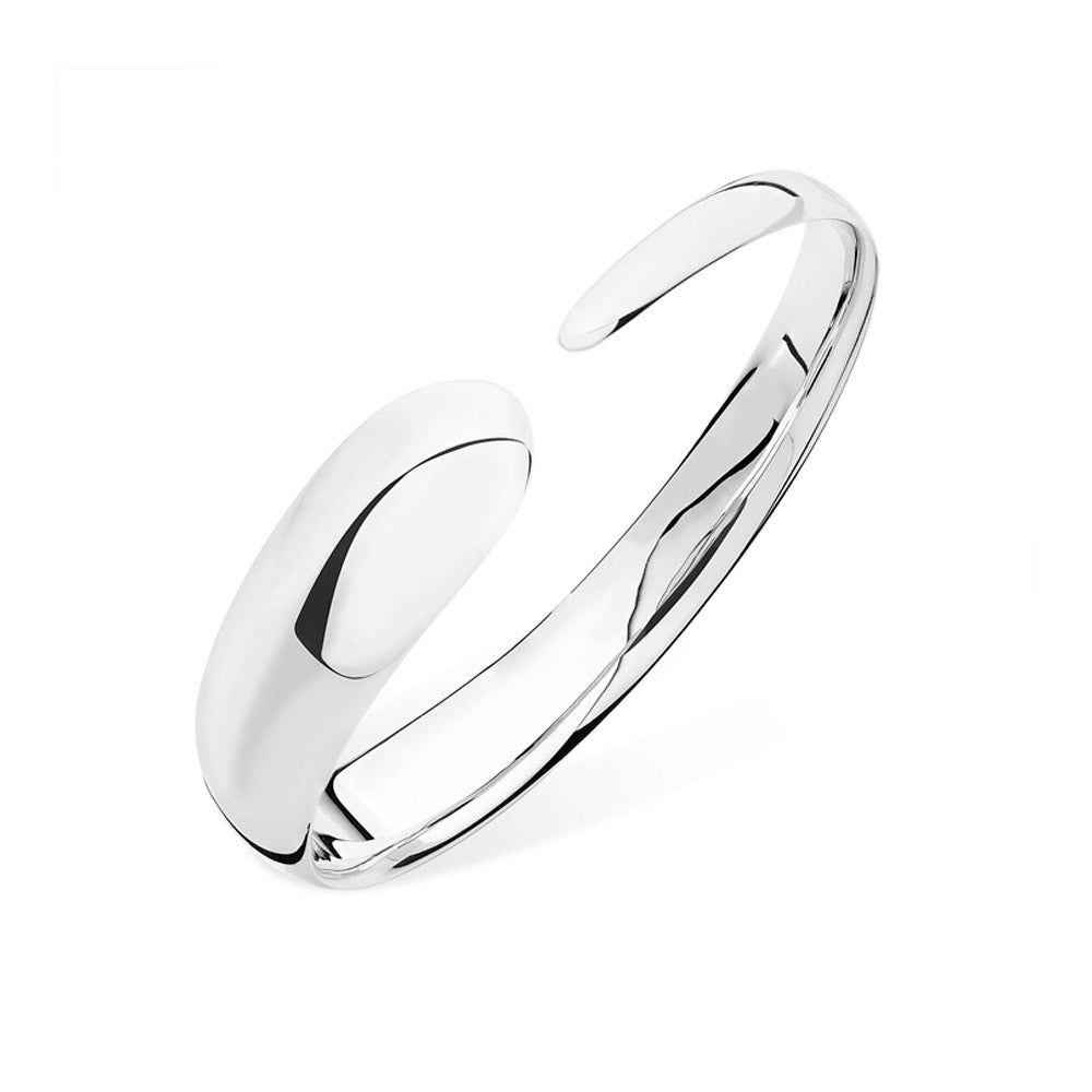 Flat Drop Bangle in Sterling Silver - Samuel Perry