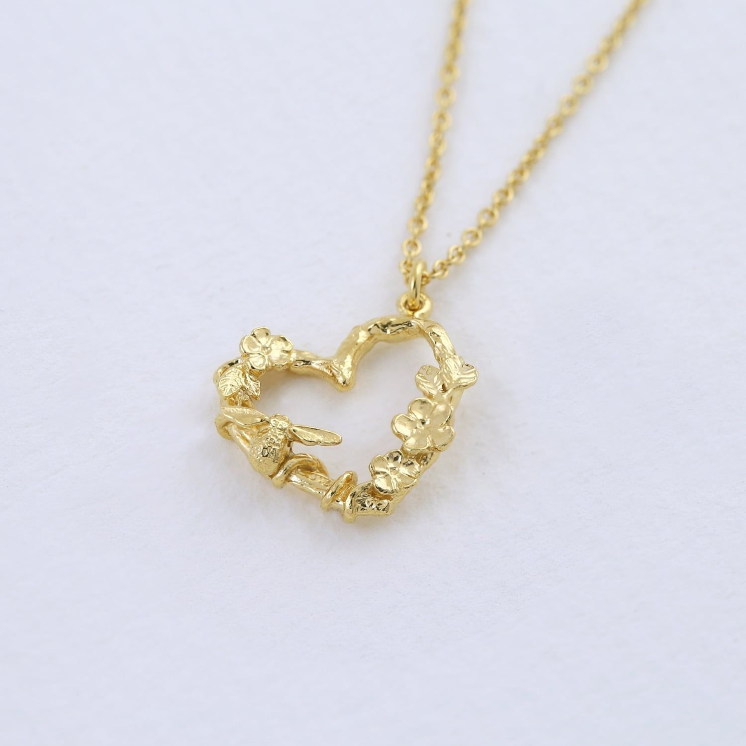 Floral Heart Necklace with Itsy Bitsy Bee - Samuel Perry