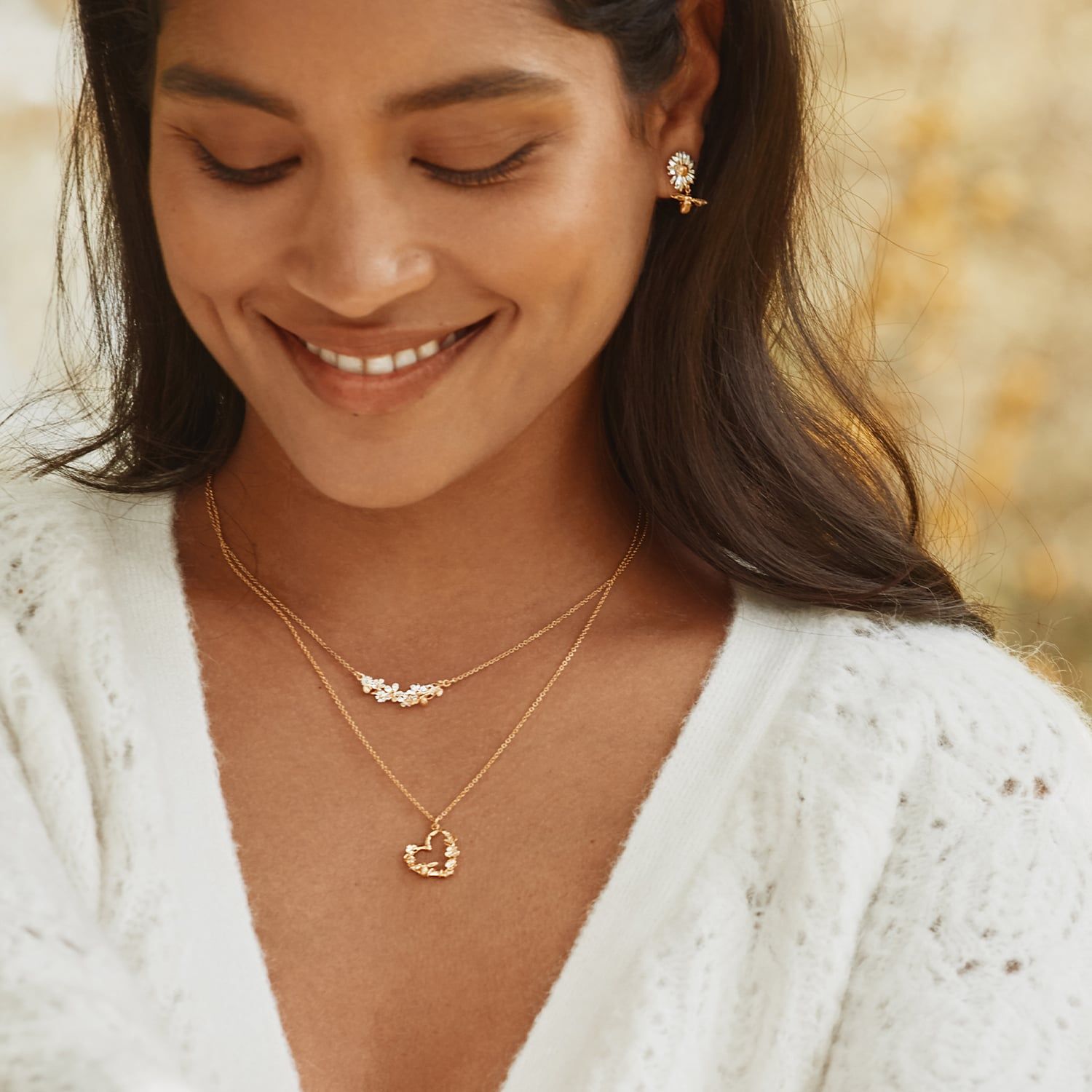 Floral Heart Necklace with Itsy Bitsy Bee - Samuel Perry