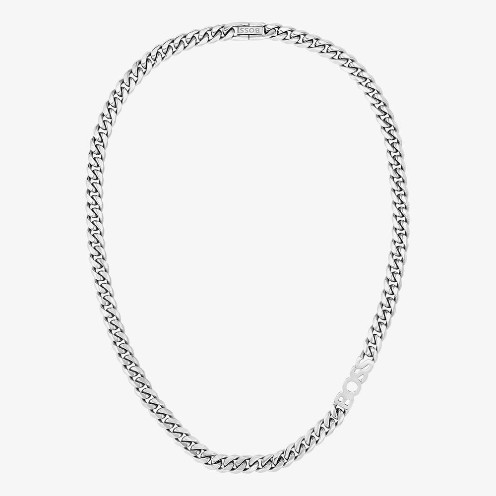 Gents BOSS Kassy Stainless Steel 8mm Logo Chain Necklace - Samuel Perry