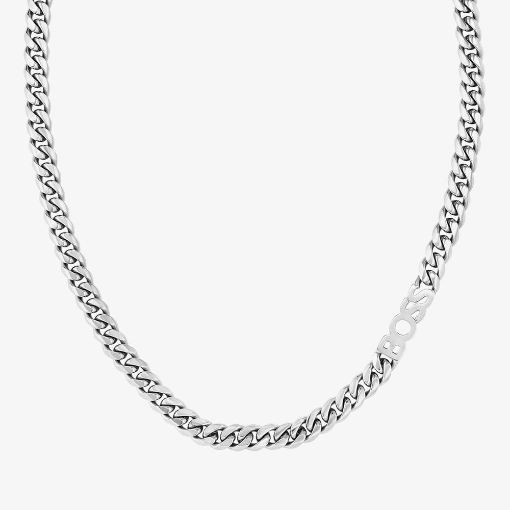 Gents BOSS Kassy Stainless Steel 8mm Logo Chain Necklace - Samuel Perry