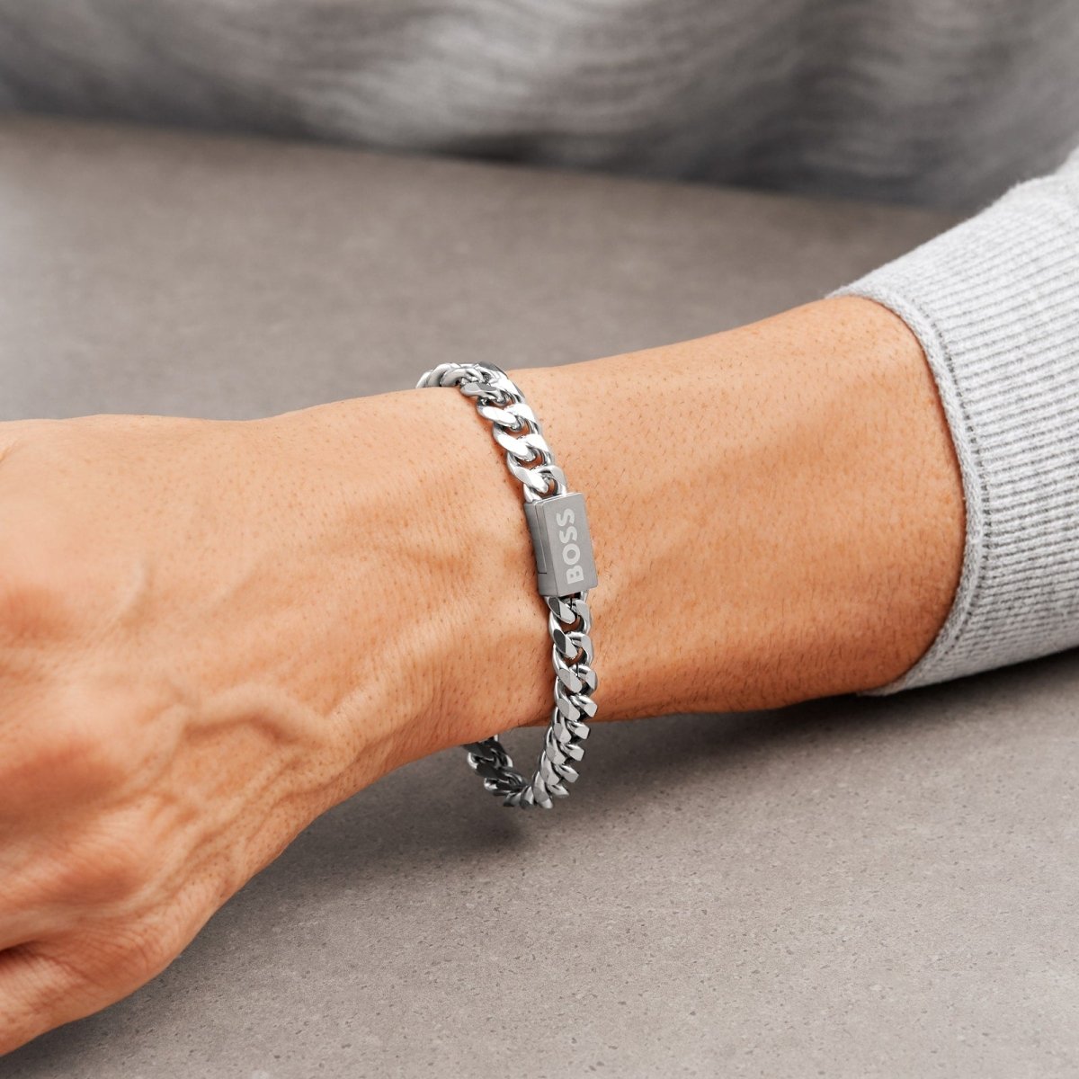Gents BOSS Stainless Steel Chain Link Bracelet - Samuel Perry