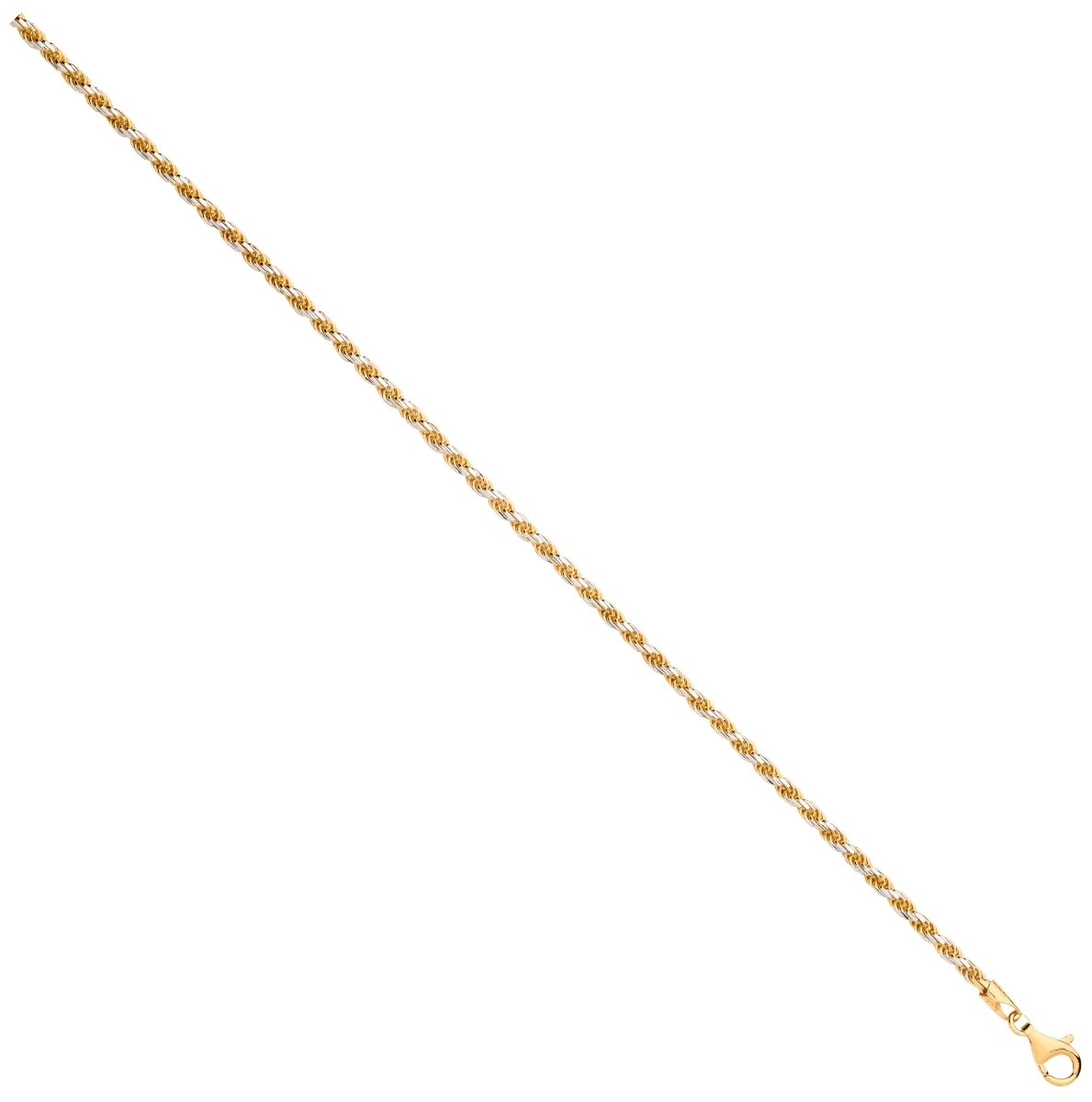Gold Plated Sterling Silver 2.8mm Rope Chain with White Tips - Samuel Perry