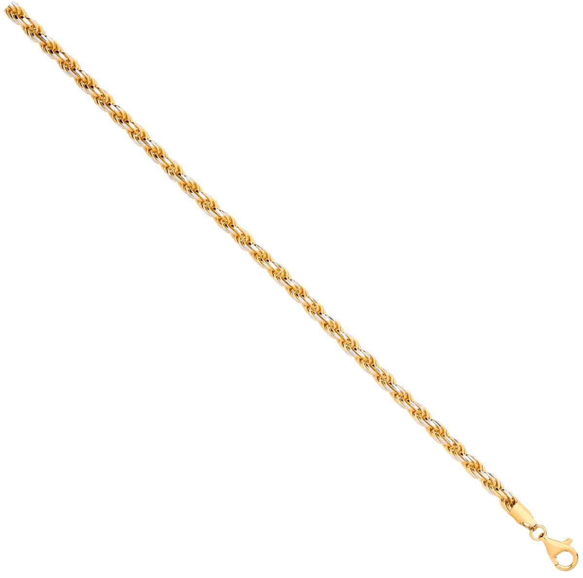 Gold Plated Sterling Silver 4.6mm Rope Chain White Tips - Samuel Perry