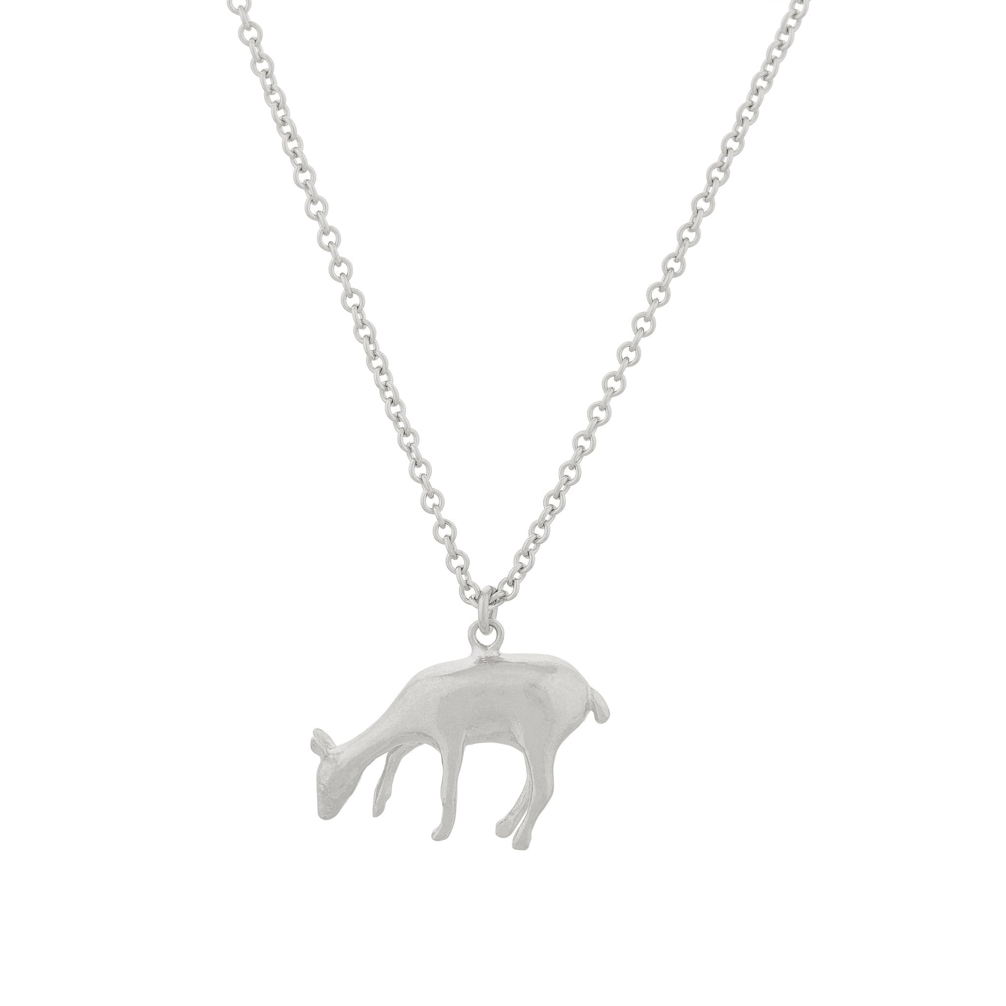 Grazing Doe Necklace Silver - Samuel Perry