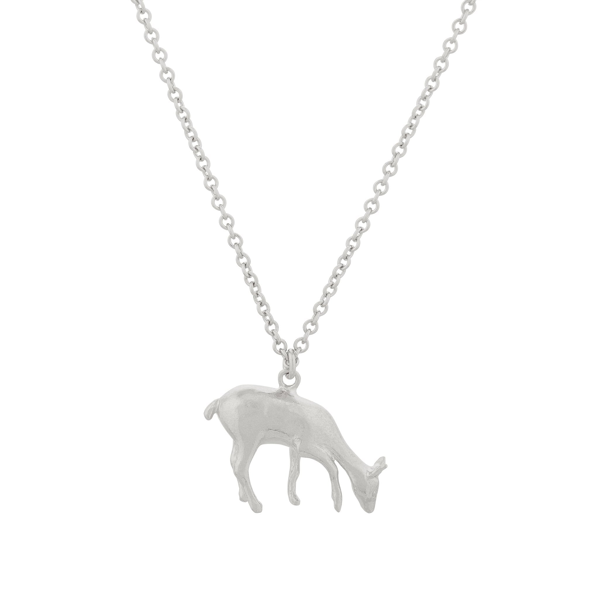 Grazing Doe Necklace Silver - Samuel Perry