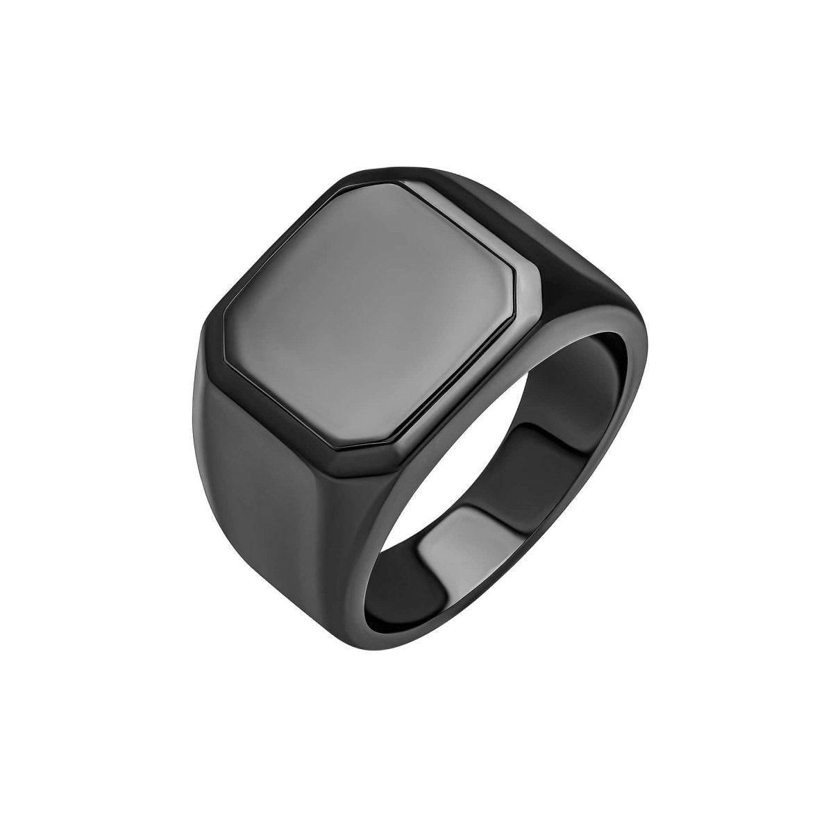 Gunmetal Plated Square Signet Ring - Samuel Perry