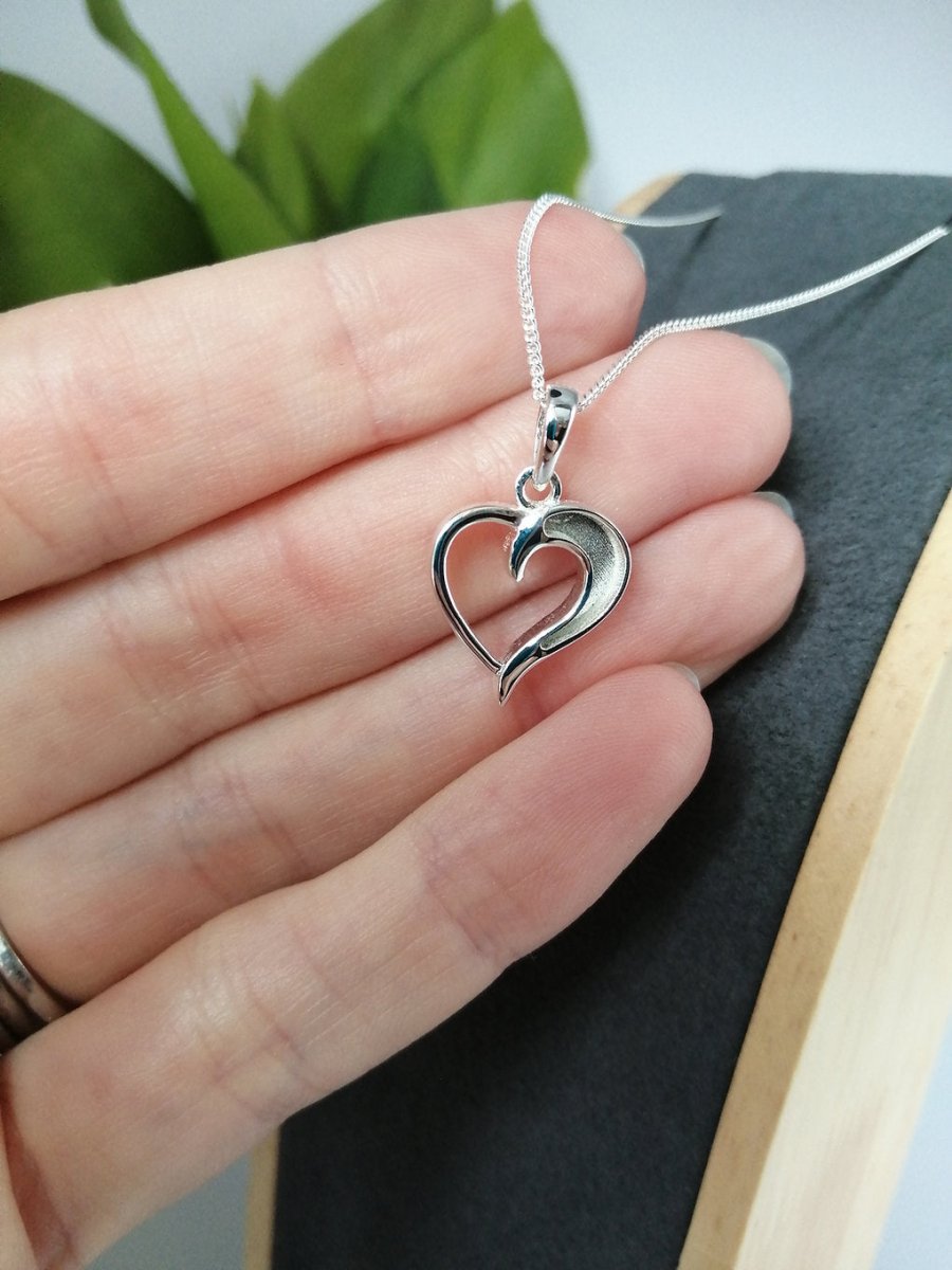 Half Heart Memorial Necklace in Sterling Silver - Samuel Perry