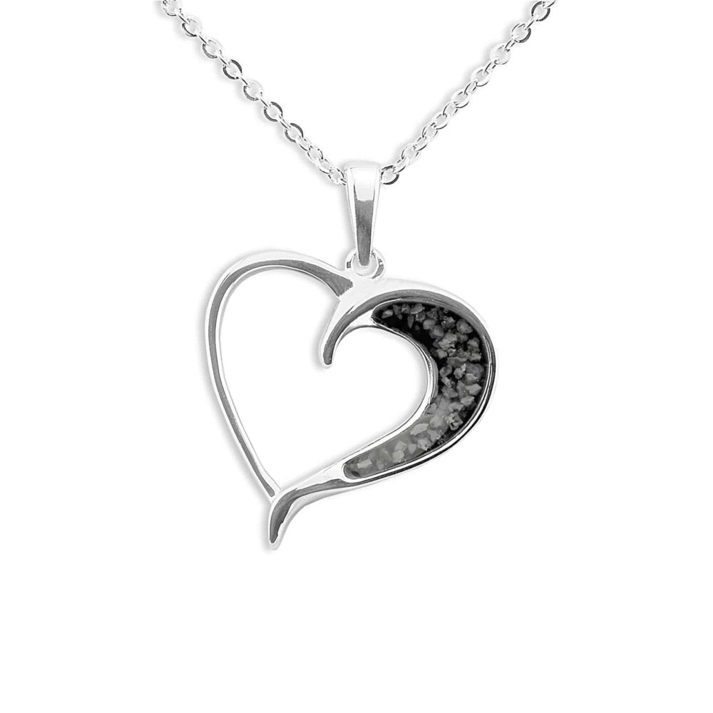 Half Heart Memorial Necklace in Sterling Silver - Samuel Perry
