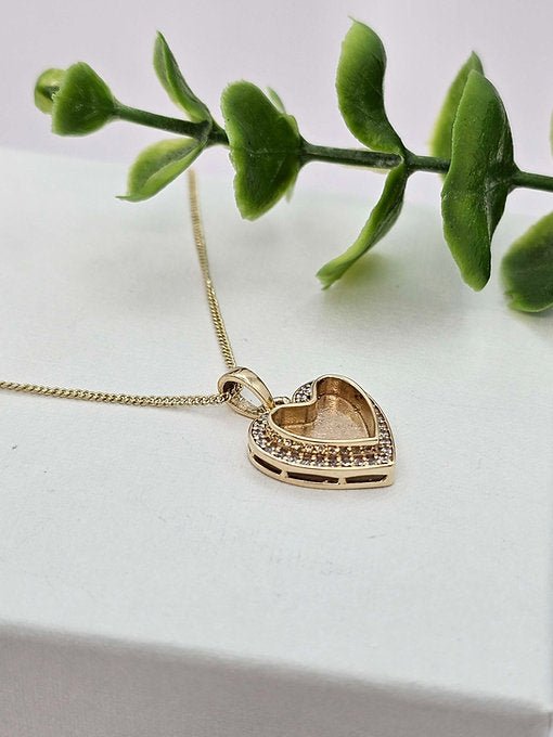 Heart Crystal Halo Memorial Necklace in 9ct Yellow Gold - Samuel Perry