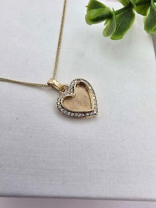 Heart Crystal Halo Memorial Necklace in 9ct Yellow Gold - Samuel Perry