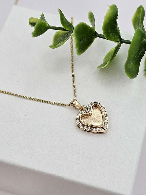 Heart Crystal Halo Memorial Necklace in 9ct Yellow Gold - Samuel Perry