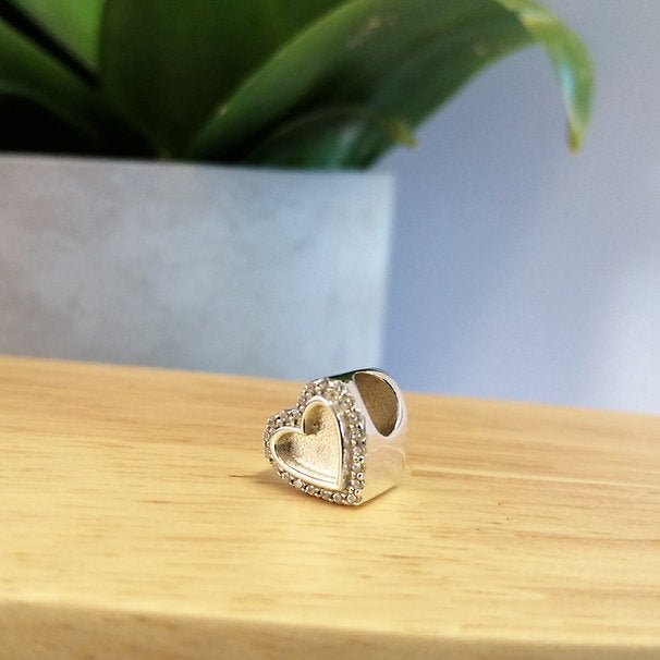 Heart Crystal Memorial Charm in Sterling Silver - Samuel Perry