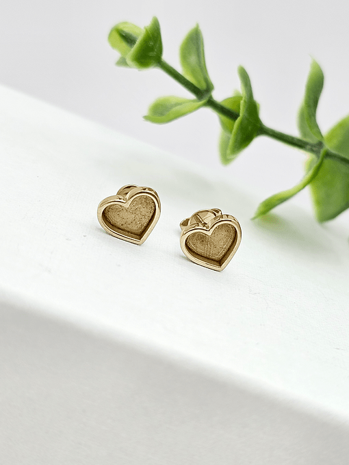 Heart Memorial Stud Earrings in 9ct Yellow Gold - Samuel Perry