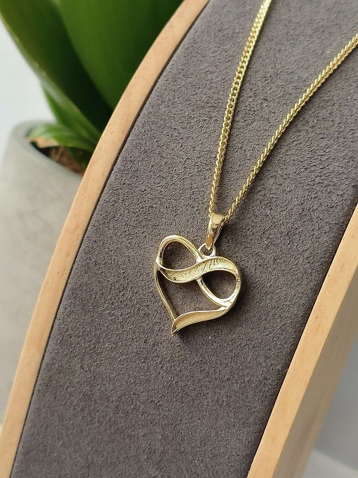 Infinity Heart Memorial Necklace in 9ct Yellow Gold - Samuel Perry