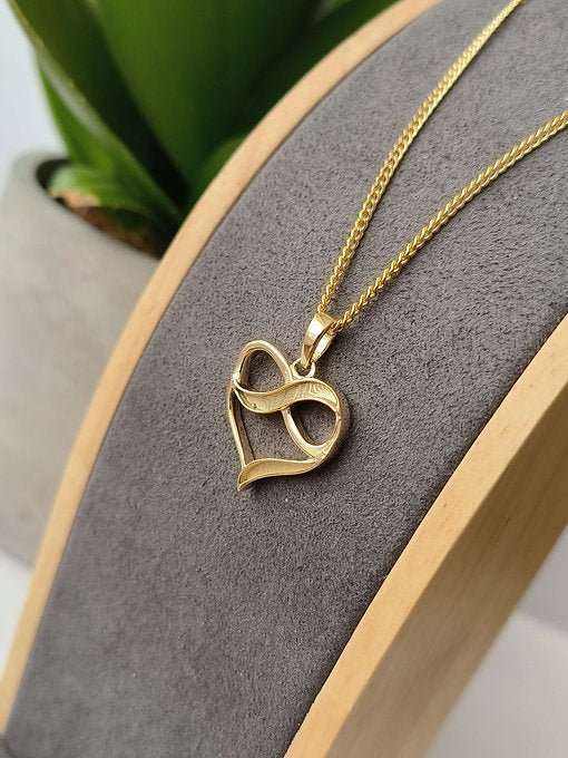Infinity Heart Memorial Necklace in 9ct Yellow Gold - Samuel Perry