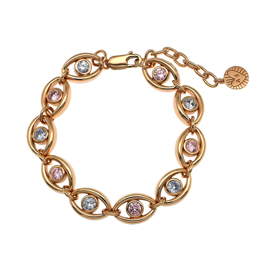 Iris Eye Bracelet Lilac, Rose Pink CZ and Rose Gold - Samuel Perry