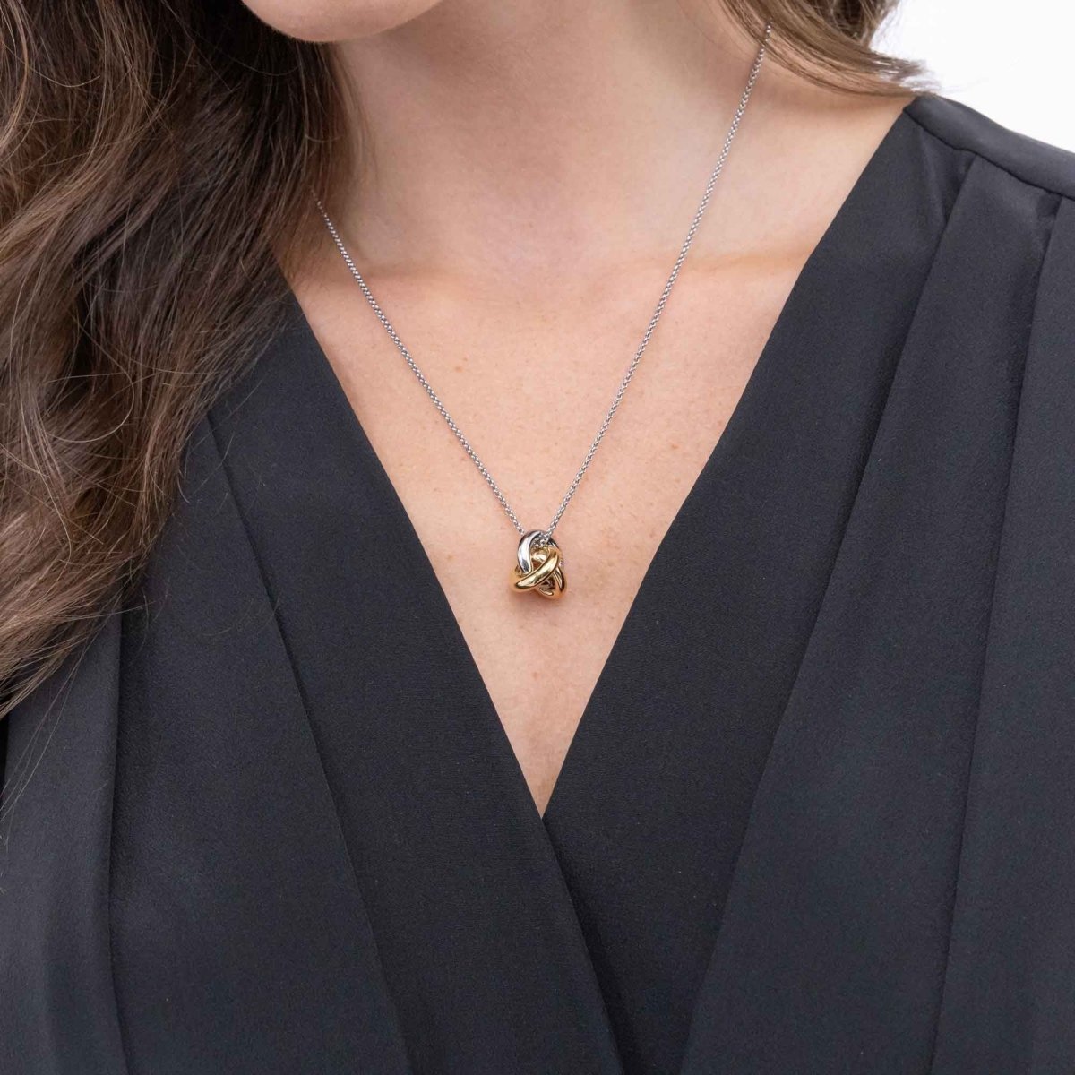 Ladies BOSS Harmonie Three Colour Circle Link Pendant Necklace - Samuel Perry