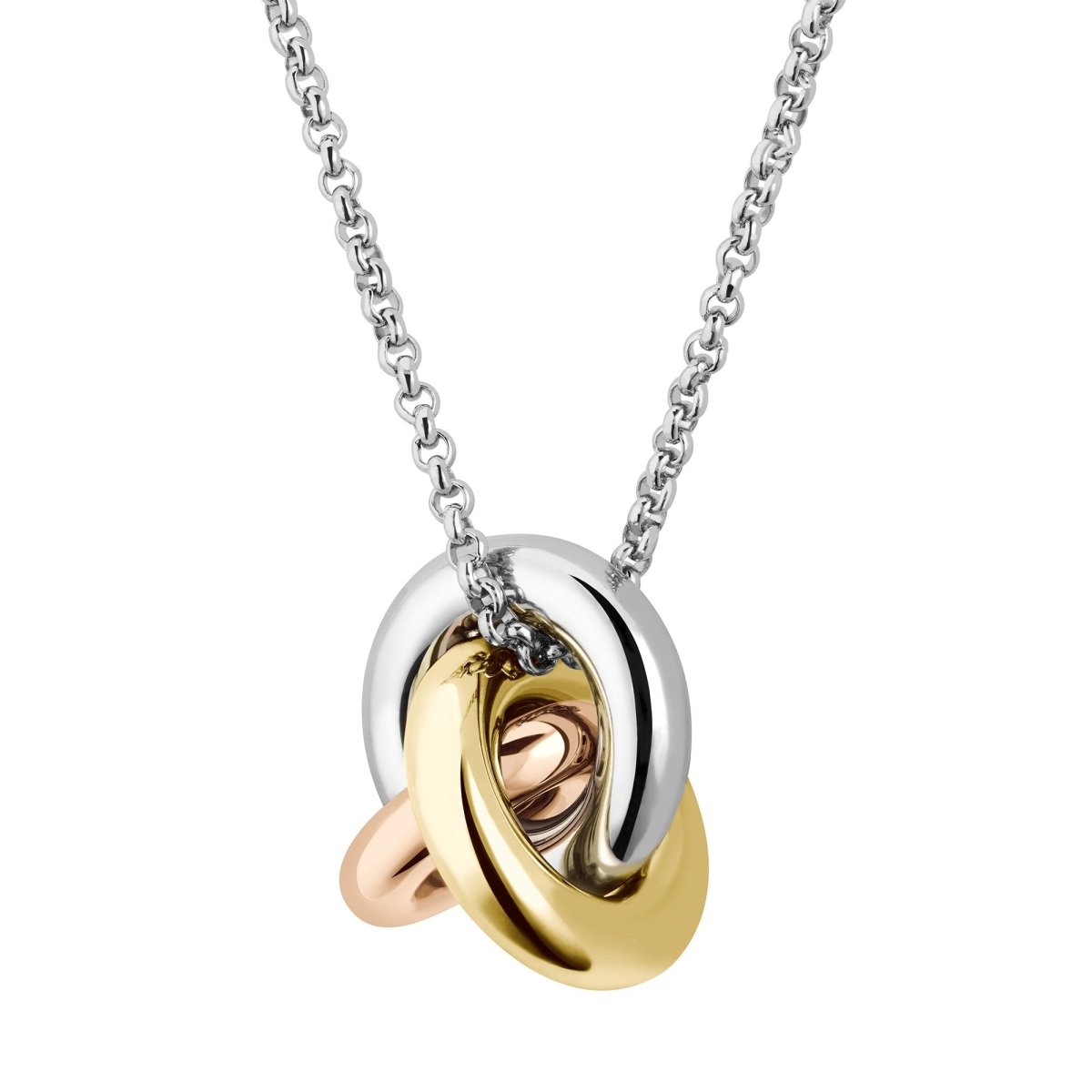 Ladies BOSS Harmonie Three Colour Circle Link Pendant Necklace - Samuel Perry