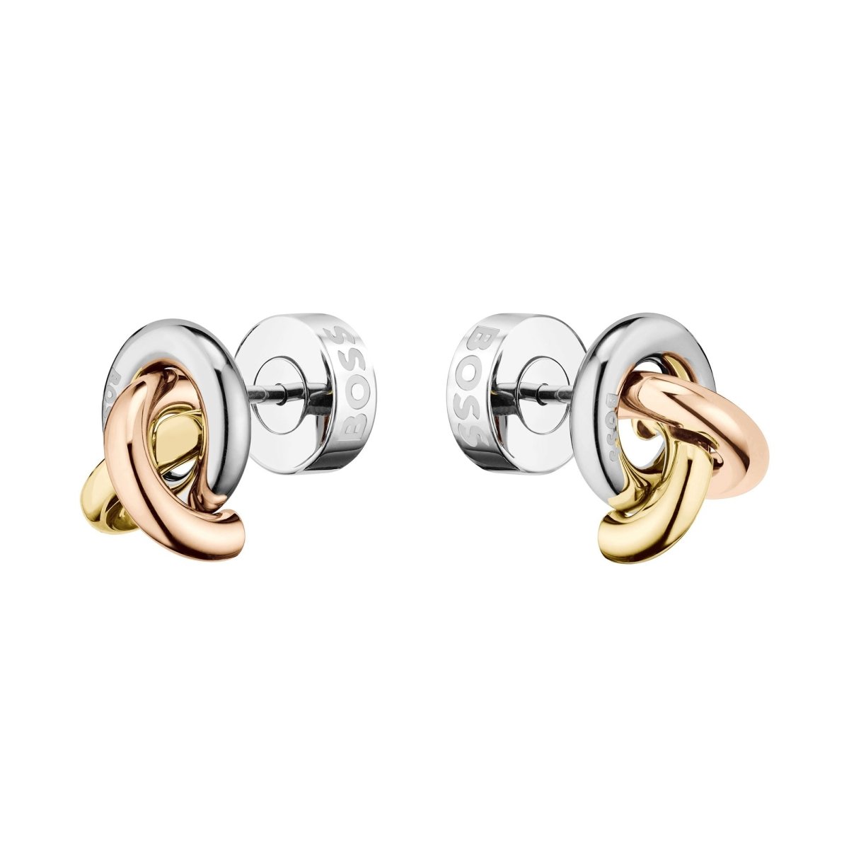 Ladies BOSS Harmonie Three Colour Cross Link Studs - Samuel Perry