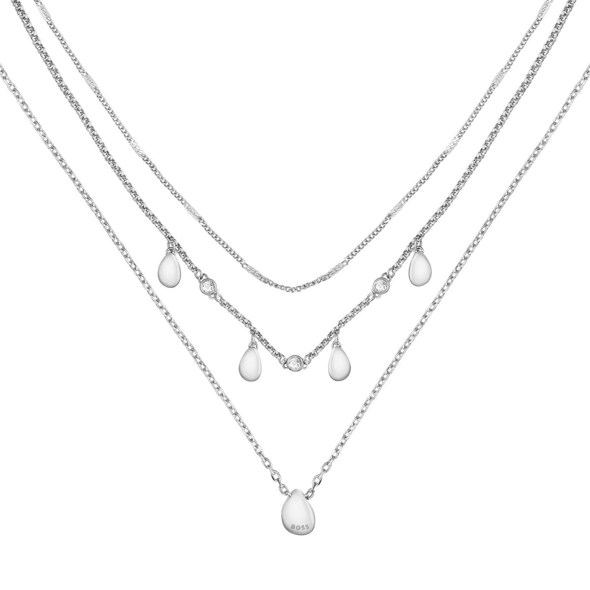 Ladies BOSS Selena Stainless Steel Multi Chain Necklace - Samuel Perry