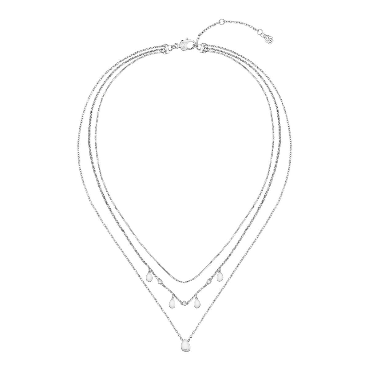 Ladies BOSS Selena Stainless Steel Multi Chain Necklace - Samuel Perry