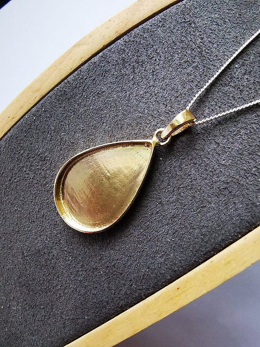 Large Teardrop Memorial Necklace in 9ct Yellow Gold - Samuel Perry