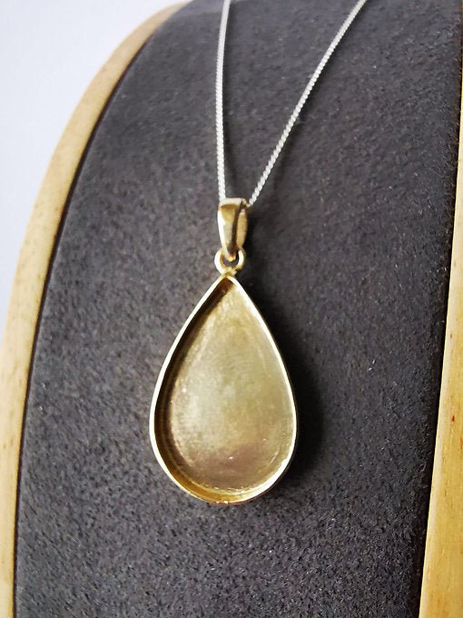 Large Teardrop Memorial Necklace in 9ct Yellow Gold - Samuel Perry