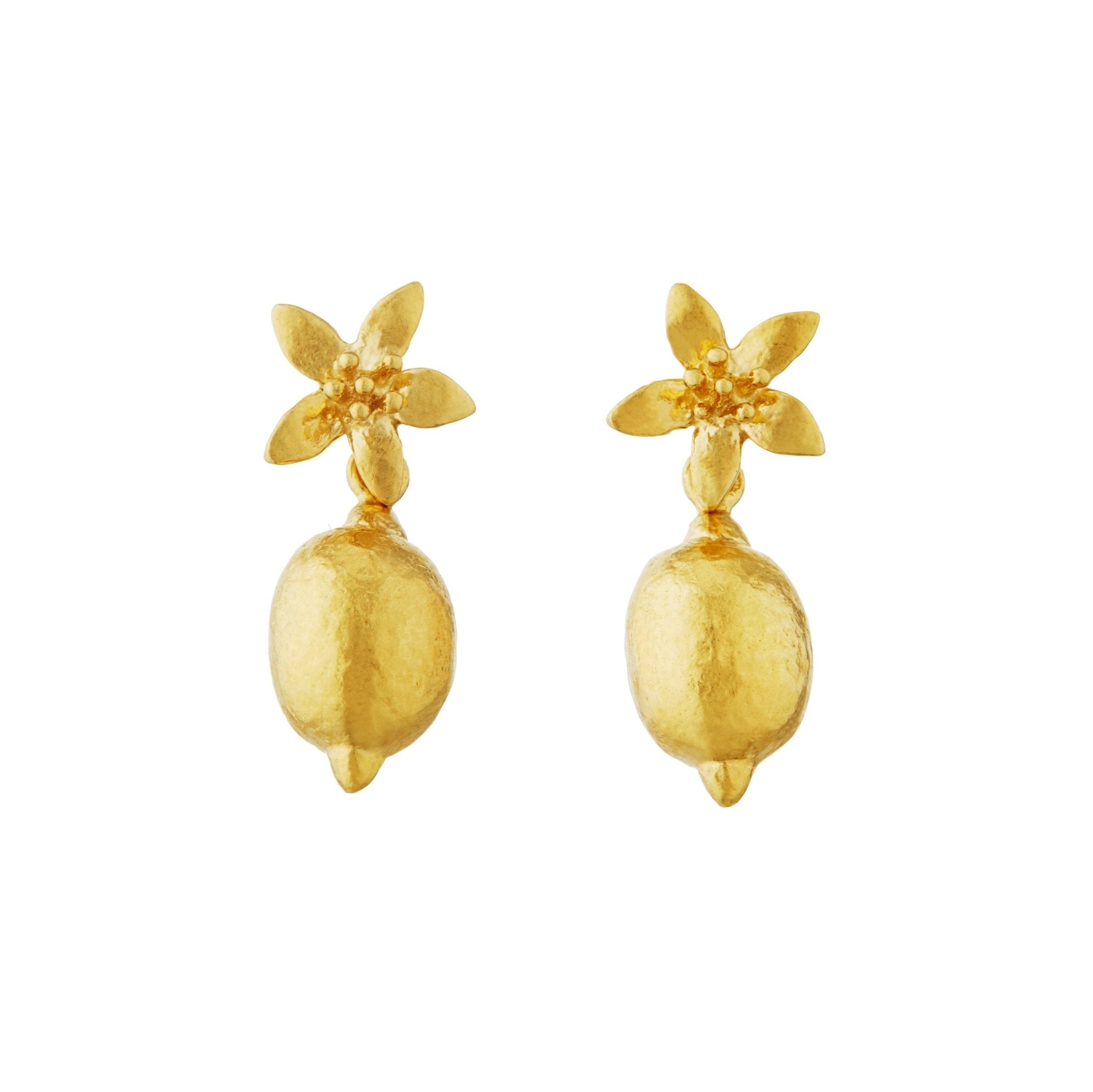 Lemon Blossom Stud Earrings with Lemon Drops Gold Plated - Samuel Perry