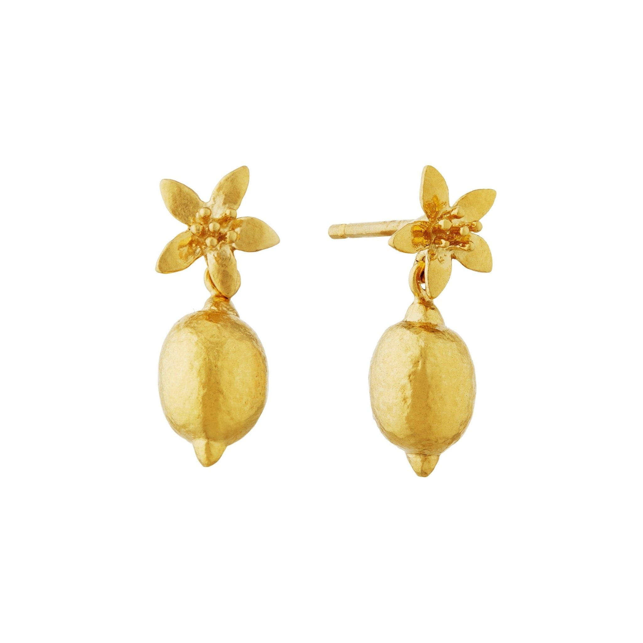 Lemon Blossom Stud Earrings with Lemon Drops Gold Plated - Samuel Perry