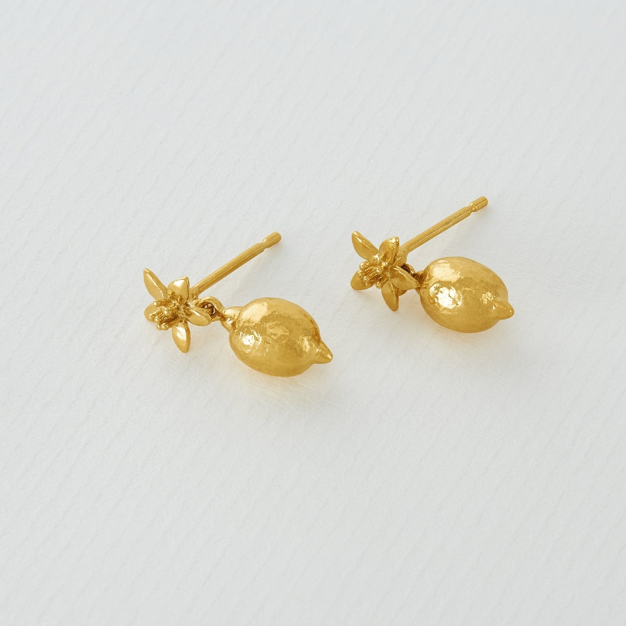 Lemon Blossom Stud Earrings with Lemon Drops Gold Plated - Samuel Perry