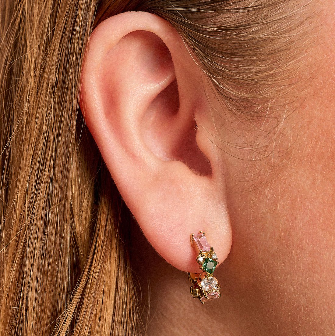 Lottie Cluster Hoop Flamingo CZ and Gold - Samuel Perry