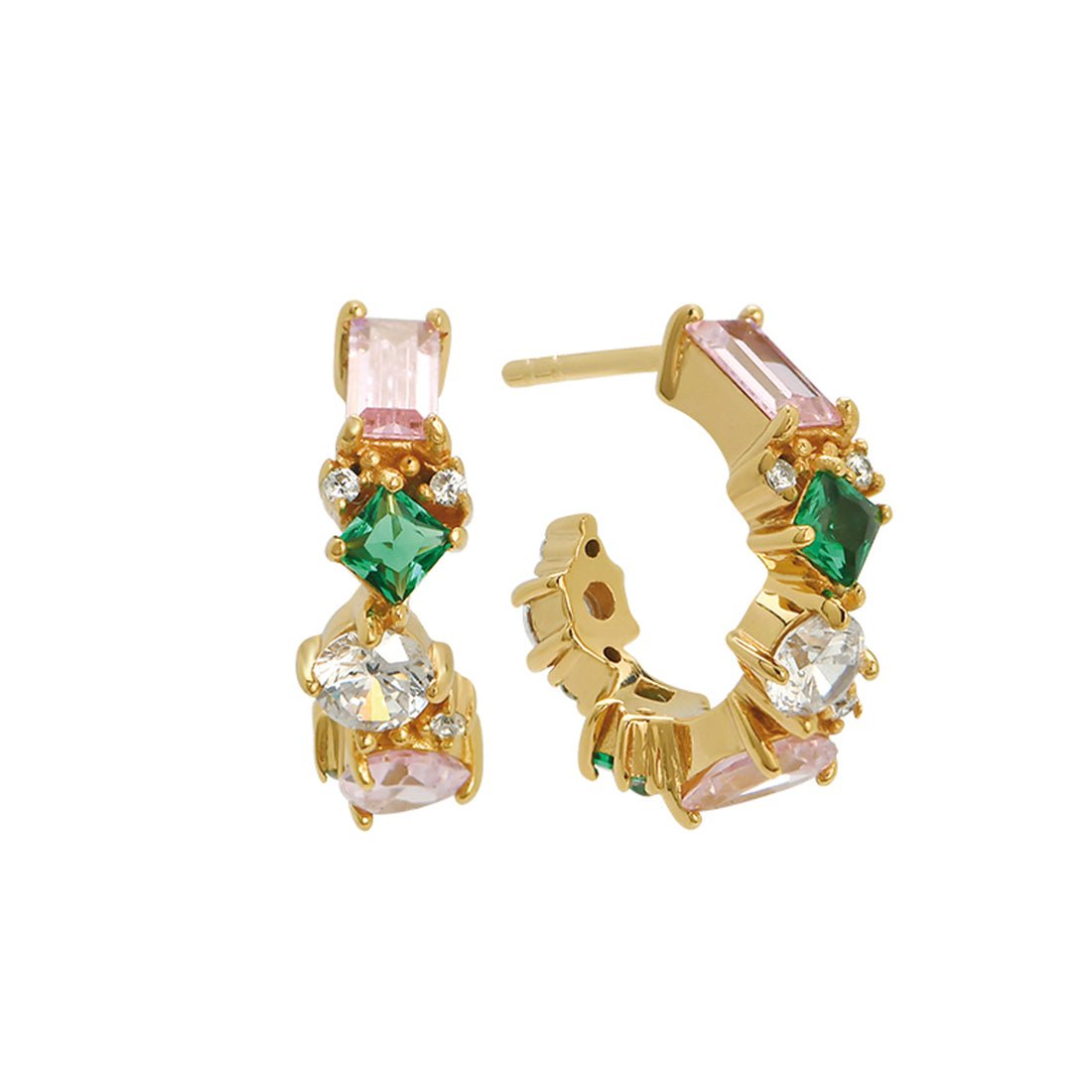 Lottie Cluster Hoop Flamingo CZ and Gold - Samuel Perry