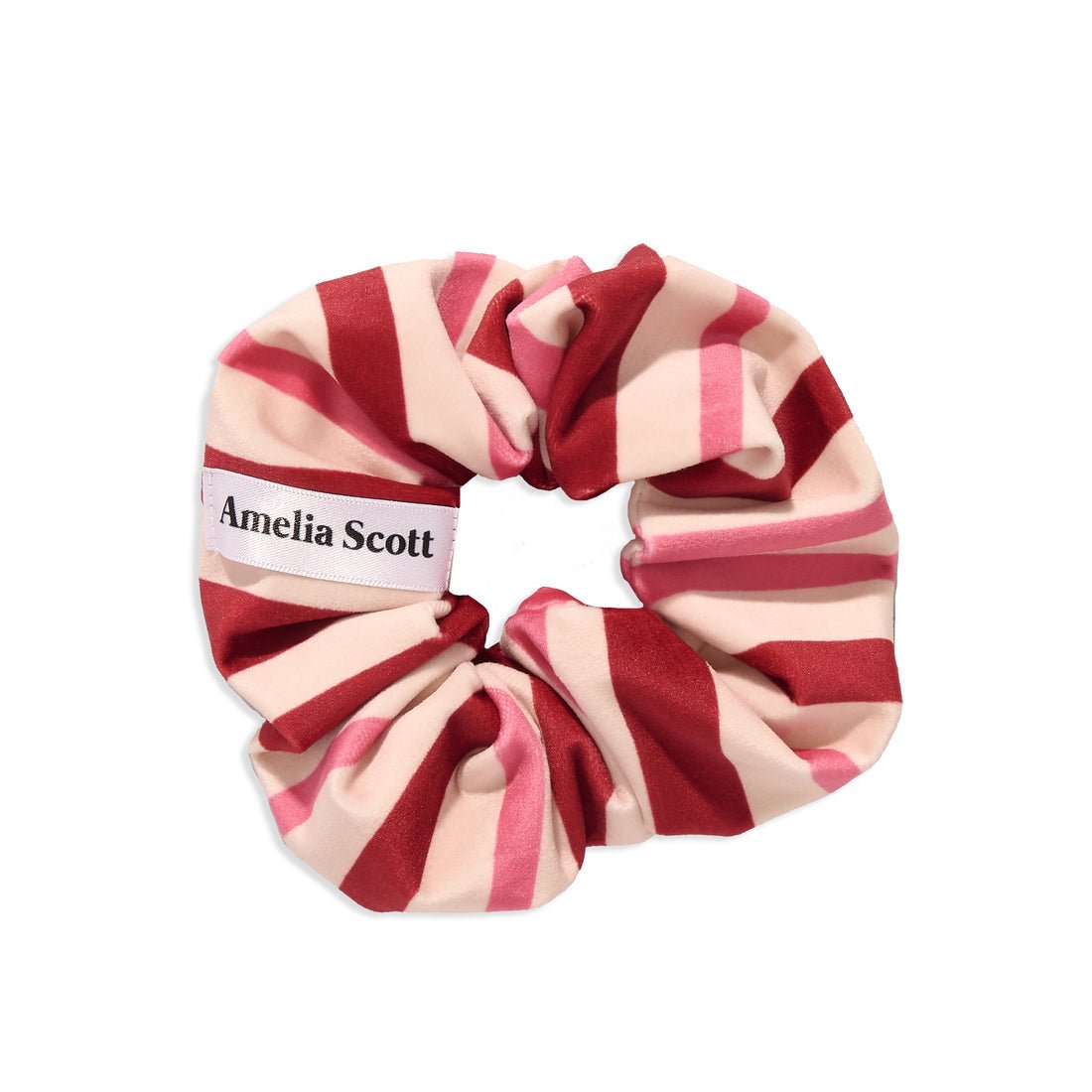 Lucy Scrunchie Candy Stripe Merlot and Rose Velvet - Samuel Perry