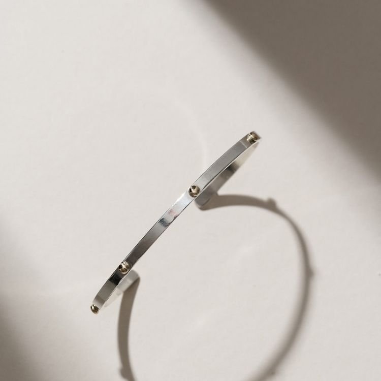 Marianne Silver and 9ct Yellow Gold Cuff Bangle - Samuel Perry