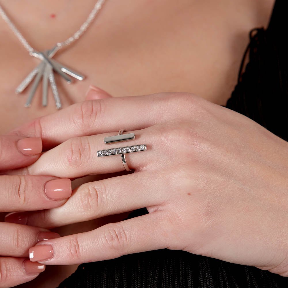 Melody Double Key Ring in Sterling Silver - Samuel Perry