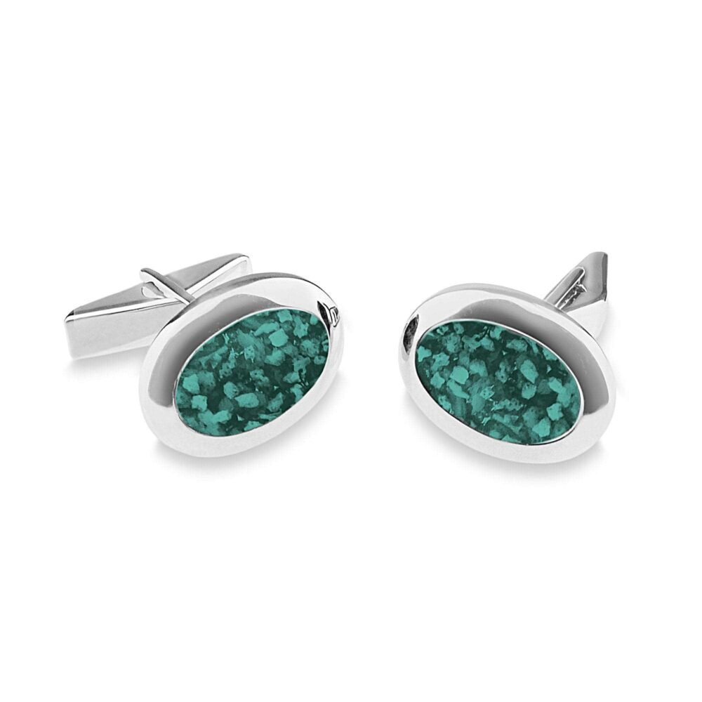 Mens Oval Memorial Ashes Cufflinks - Samuel Perry