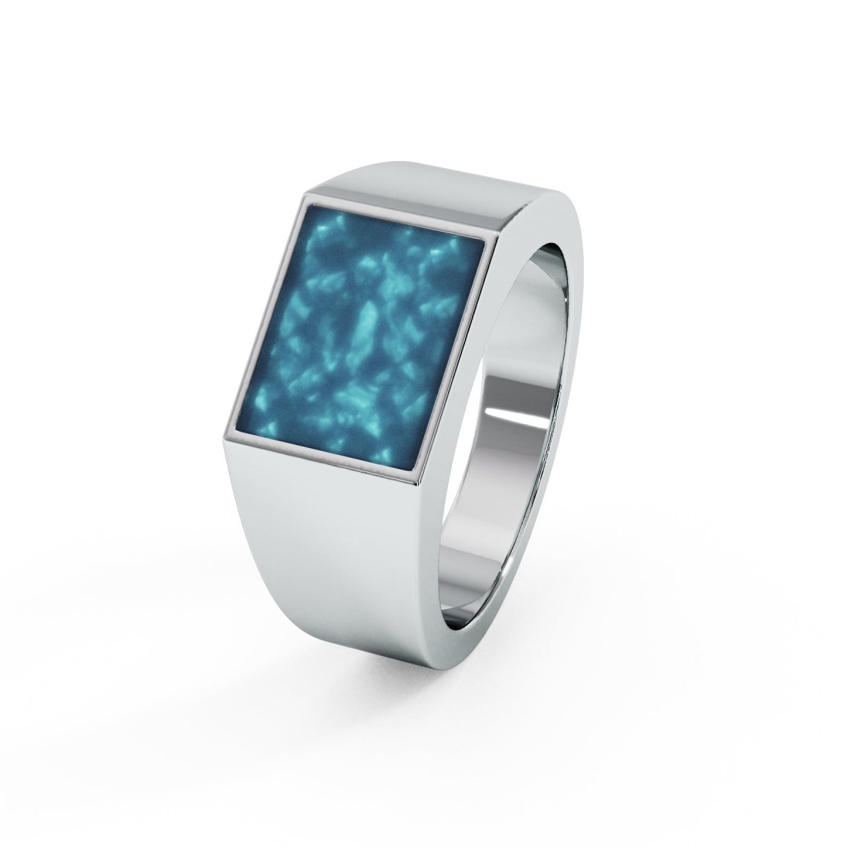 Mens Rectangular Memorial Ashes Signet Ring - Samuel Perry