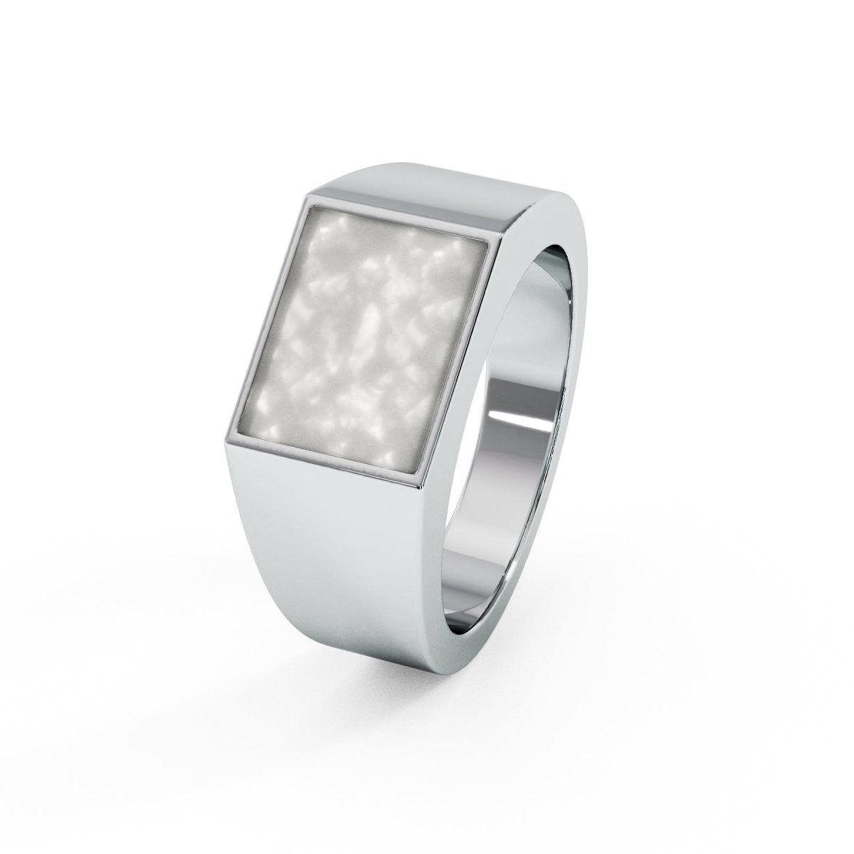 Mens Rectangular Memorial Ashes Signet Ring - Samuel Perry