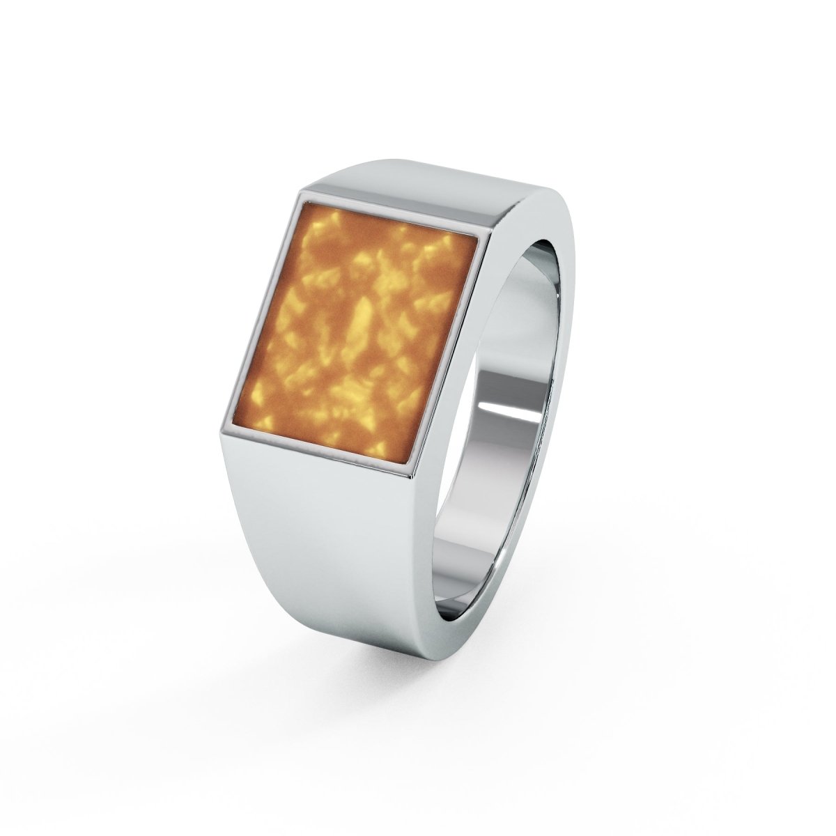 Mens Rectangular Memorial Ashes Signet Ring - Samuel Perry