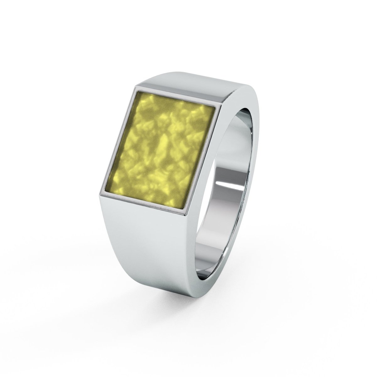 Mens Rectangular Memorial Ashes Signet Ring - Samuel Perry