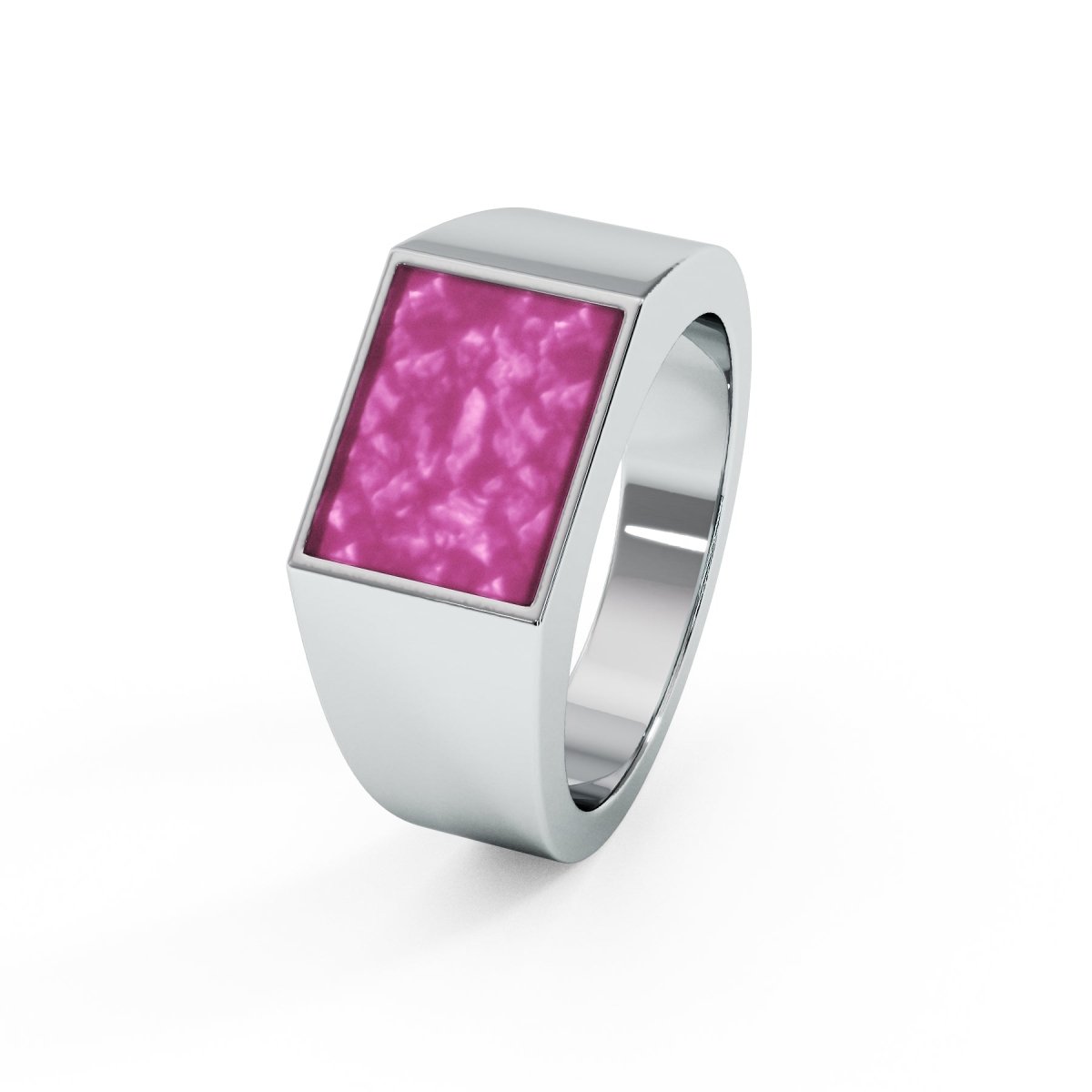 Mens Rectangular Memorial Ashes Signet Ring - Samuel Perry