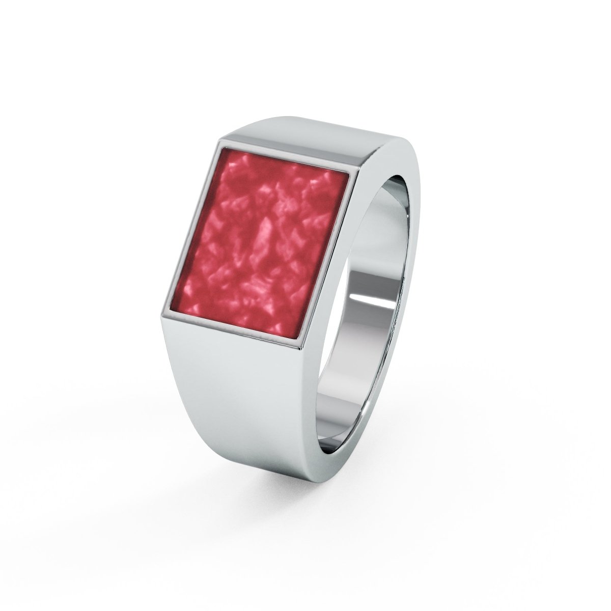 Mens Rectangular Memorial Ashes Signet Ring - Samuel Perry