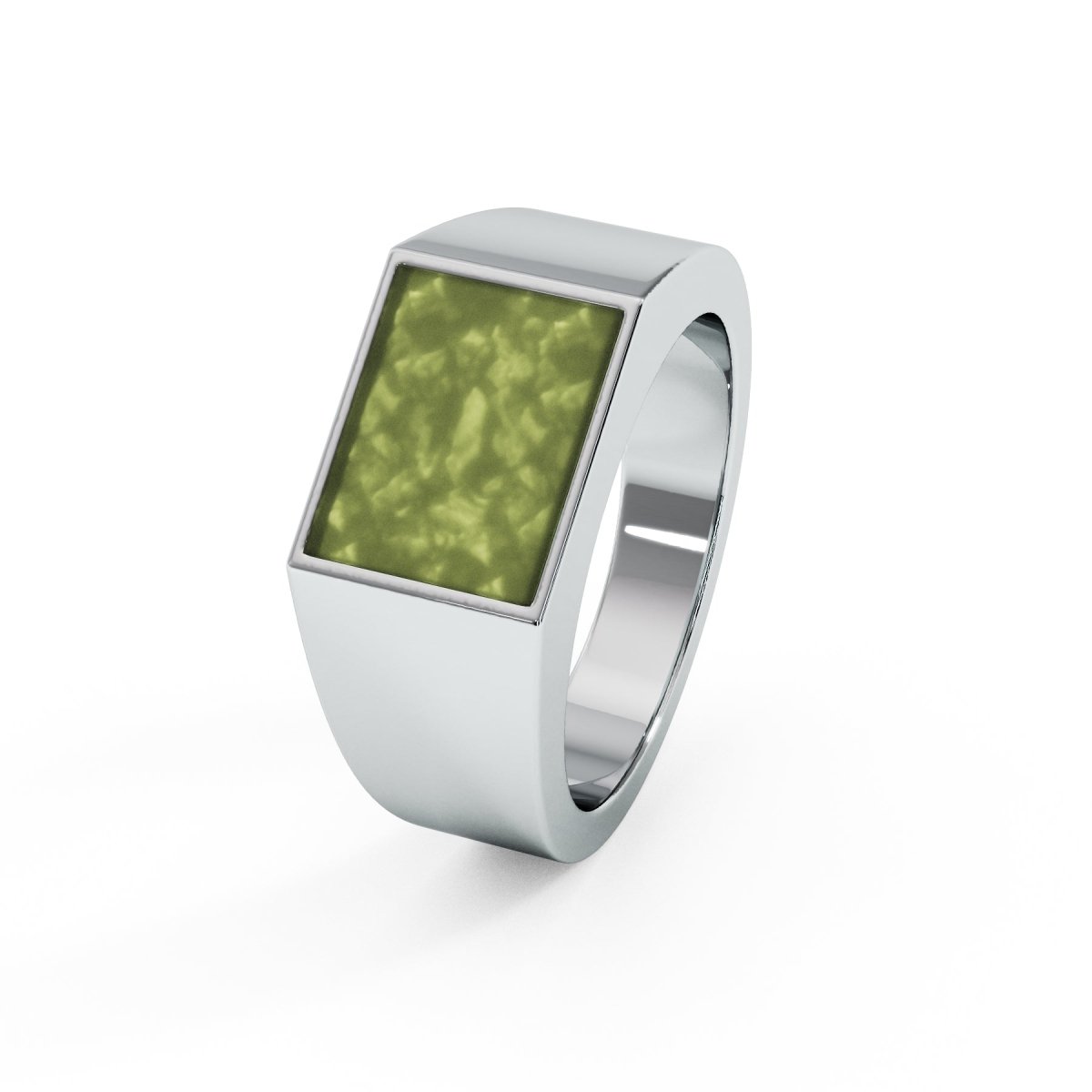 Mens Rectangular Memorial Ashes Signet Ring - Samuel Perry