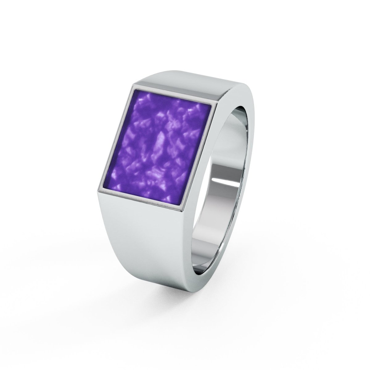 Mens Rectangular Memorial Ashes Signet Ring - Samuel Perry