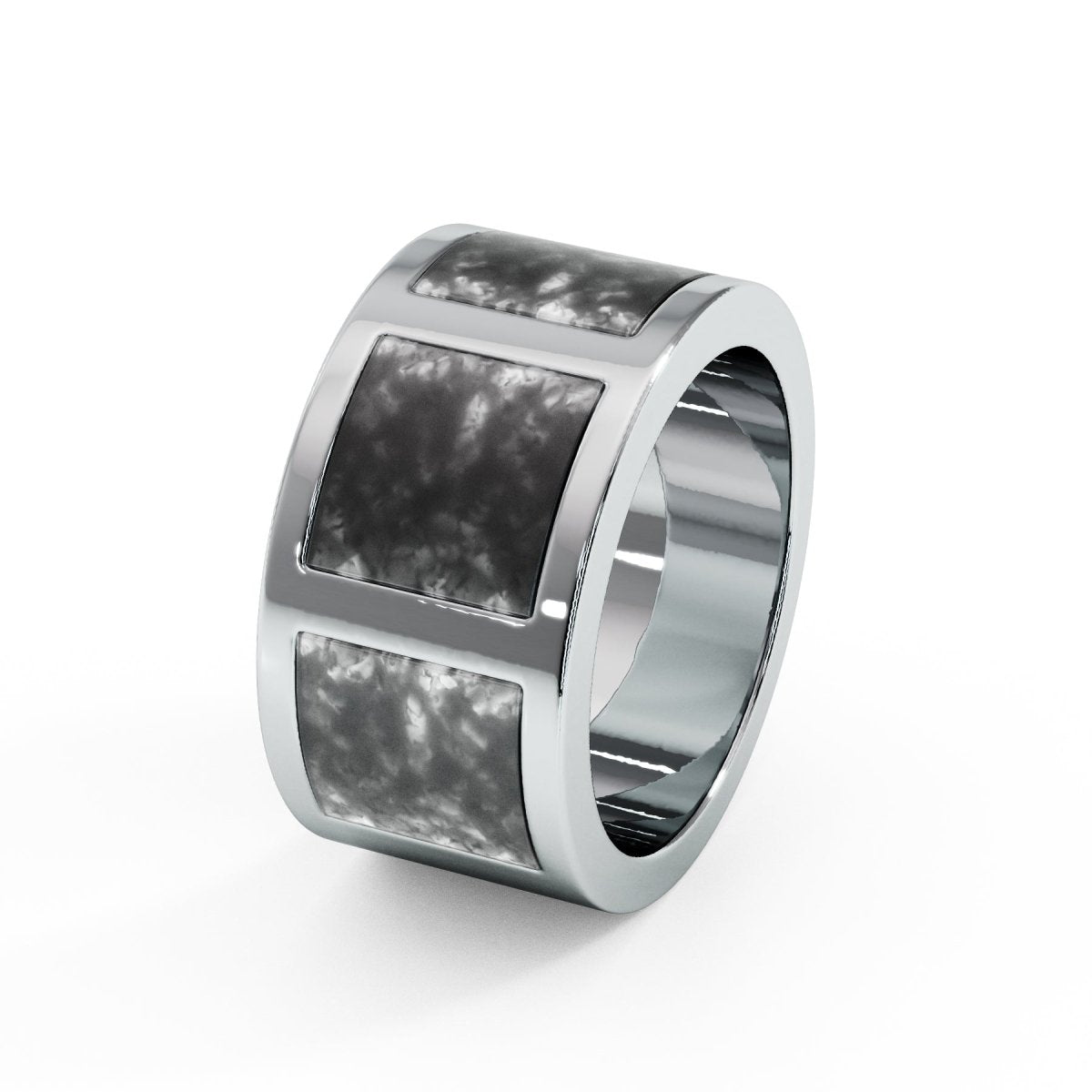Mens Triple Square Memorial Ashes Ring - Samuel Perry